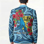 Personalised New Zealand Father's Day Blazer Best Dad Trophy Red Rose Maori Pattern