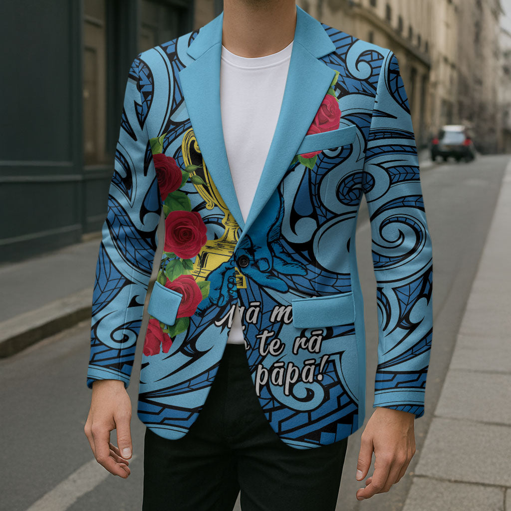 Personalised New Zealand Father's Day Blazer Best Dad Trophy Red Rose Maori Pattern