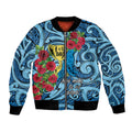 Personalised New Zealand Father's Day Bomber Jacket Best Dad Trophy Red Rose Maori Pattern