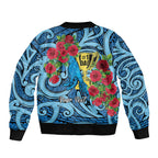 Personalised New Zealand Father's Day Bomber Jacket Best Dad Trophy Red Rose Maori Pattern