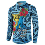 Personalised New Zealand Father's Day Button Sweatshirt Best Dad Trophy Red Rose Maori Pattern