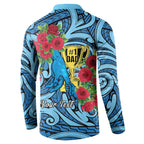 Personalised New Zealand Father's Day Button Sweatshirt Best Dad Trophy Red Rose Maori Pattern