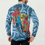Personalised New Zealand Father's Day Button Sweatshirt Best Dad Trophy Red Rose Maori Pattern