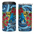 Personalised New Zealand Father's Day 4 in 1 Can Cooler Tumbler Best Dad Trophy Red Rose Maori Pattern