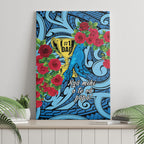 New Zealand Father's Day Canvas Wall Art Best Dad Trophy Red Rose Maori Pattern