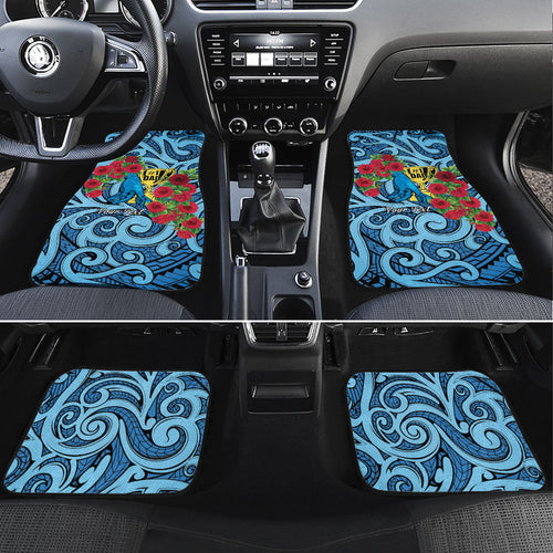 Personalised New Zealand Father's Day Car Mats Best Dad Trophy Red Rose Maori Pattern