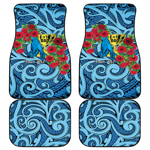 Personalised New Zealand Father's Day Car Mats Best Dad Trophy Red Rose Maori Pattern