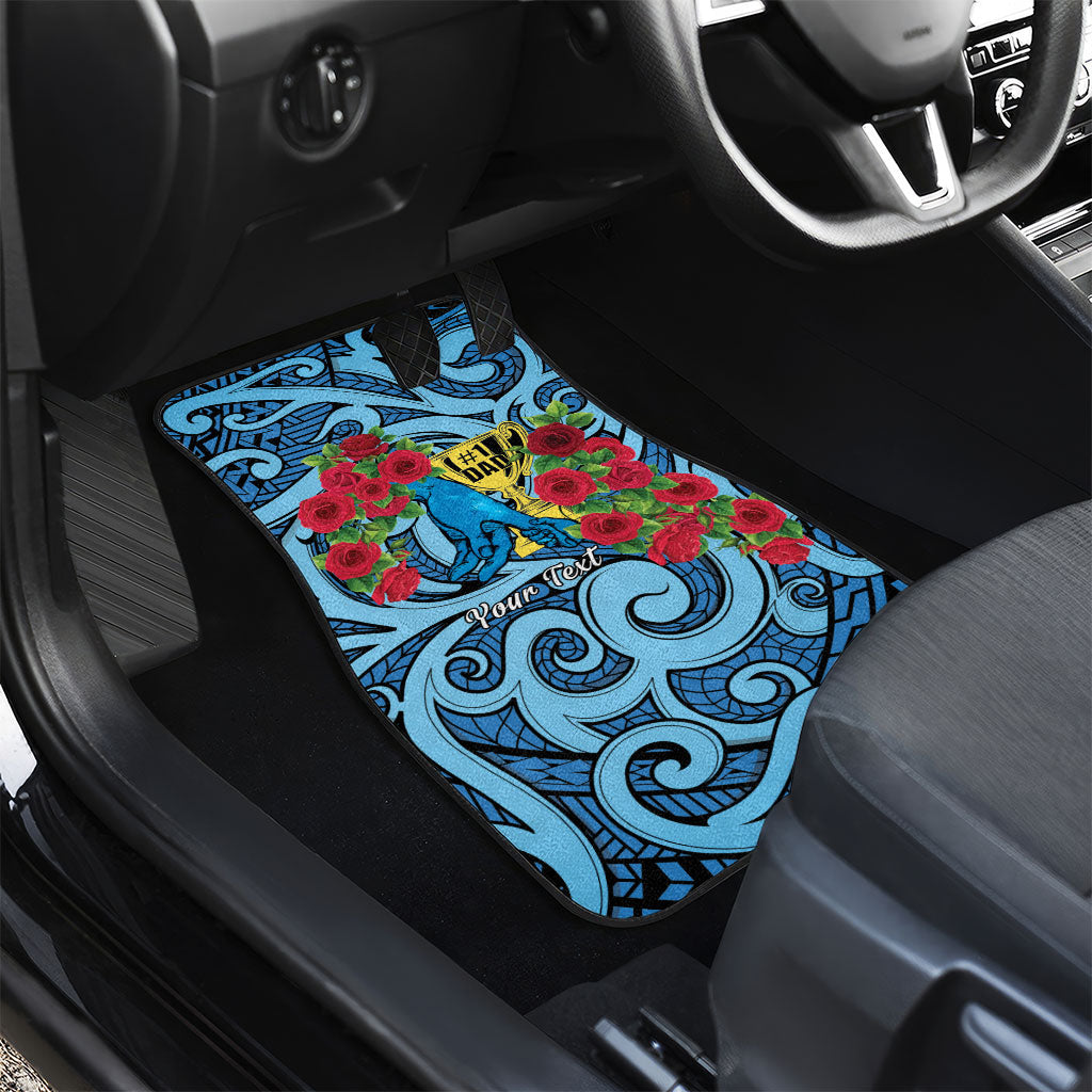 Personalised New Zealand Father's Day Car Mats Best Dad Trophy Red Rose Maori Pattern