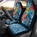 New Zealand Father's Day Car Seat Cover Best Dad Trophy Red Rose Maori Pattern