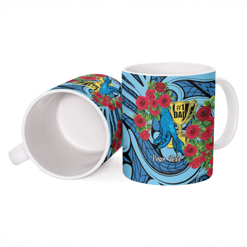 Personalised New Zealand Father's Day Ceramic Mug Best Dad Trophy Red Rose Maori Pattern