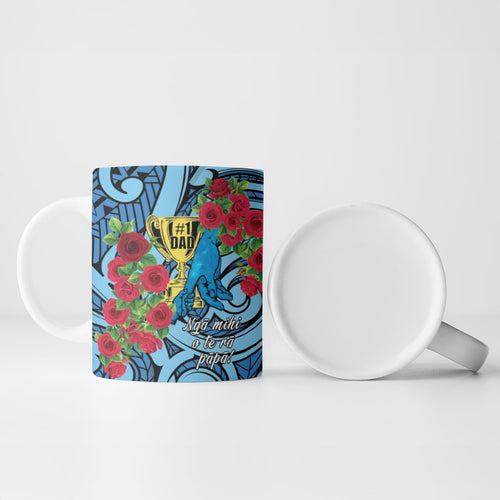 Personalised New Zealand Father's Day Ceramic Mug Best Dad Trophy Red Rose Maori Pattern