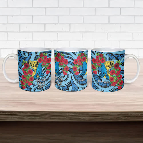 Personalised New Zealand Father's Day Ceramic Mug Best Dad Trophy Red Rose Maori Pattern