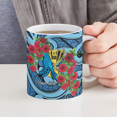 Personalised New Zealand Father's Day Ceramic Mug Best Dad Trophy Red Rose Maori Pattern