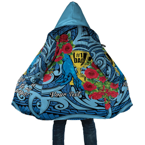 Personalised New Zealand Father's Day Cloak Best Dad Trophy Red Rose Maori Pattern
