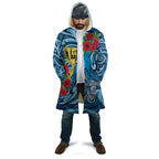 Personalised New Zealand Father's Day Cloak Best Dad Trophy Red Rose Maori Pattern
