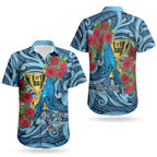 Personalised New Zealand Father's Day Couples Matching Off Shoulder Maxi Dress and Hawaiian Shirt Best Dad Trophy Red Rose Maori Pattern