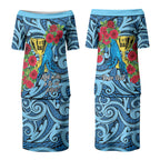 Personalised New Zealand Father's Day Couples Matching Puletasi and Hawaiian Shirt Best Dad Trophy Red Rose Maori Pattern
