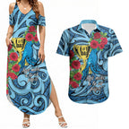 Personalised New Zealand Father's Day Couples Matching Summer Maxi Dress and Hawaiian Shirt Best Dad Trophy Red Rose Maori Pattern