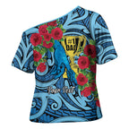Personalised New Zealand Father's Day Cross Shoulder Shirt Best Dad Trophy Red Rose Maori Pattern