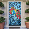 Personalised New Zealand Father's Day Door Cover Best Dad Trophy Red Rose Maori Pattern