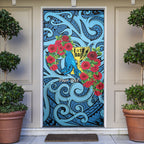 Personalised New Zealand Father's Day Door Cover Best Dad Trophy Red Rose Maori Pattern
