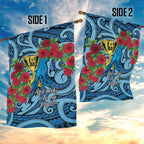 New Zealand Father's Day Garden Flag Best Dad Trophy Red Rose Maori Pattern