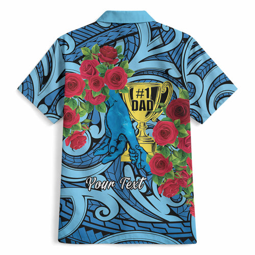 Personalised New Zealand Father's Day Hawaiian Shirt Best Dad Trophy Red Rose Maori Pattern
