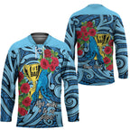 Personalised New Zealand Father's Day Hockey Jersey Best Dad Trophy Red Rose Maori Pattern