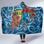 New Zealand Father's Day Hooded Blanket Best Dad Trophy Red Rose Maori Pattern