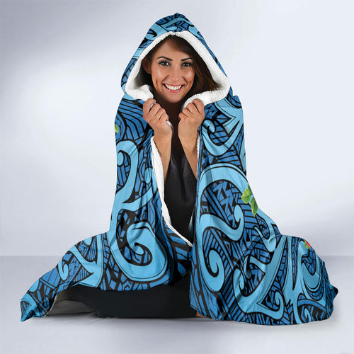 New Zealand Father's Day Hooded Blanket Best Dad Trophy Red Rose Maori Pattern