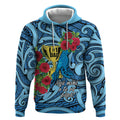 Personalised New Zealand Father's Day Hoodie Best Dad Trophy Red Rose Maori Pattern