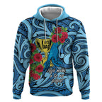 Personalised New Zealand Father's Day Hoodie Best Dad Trophy Red Rose Maori Pattern