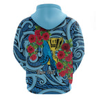 Personalised New Zealand Father's Day Hoodie Best Dad Trophy Red Rose Maori Pattern