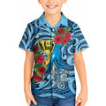 Personalised New Zealand Father's Day Kid Hawaiian Shirt Best Dad Trophy Red Rose Maori Pattern