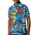 Personalised New Zealand Father's Day Kid Polo Shirt Best Dad Trophy Red Rose Maori Pattern
