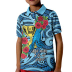 Personalised New Zealand Father's Day Kid Polo Shirt Best Dad Trophy Red Rose Maori Pattern