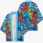 Personalised New Zealand Father's Day Kimono Best Dad Trophy Red Rose Maori Pattern