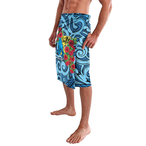 Personalised New Zealand Father's Day Lavalava Best Dad Trophy Red Rose Maori Pattern