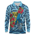 Personalised New Zealand Father's Day Long Sleeve Polo Shirt Best Dad Trophy Red Rose Maori Pattern