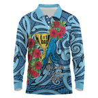 Personalised New Zealand Father's Day Long Sleeve Polo Shirt Best Dad Trophy Red Rose Maori Pattern