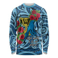 Personalised New Zealand Father's Day Long Sleeve Shirt Best Dad Trophy Red Rose Maori Pattern