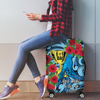 New Zealand Father's Day Luggage Cover Best Dad Trophy Red Rose Maori Pattern