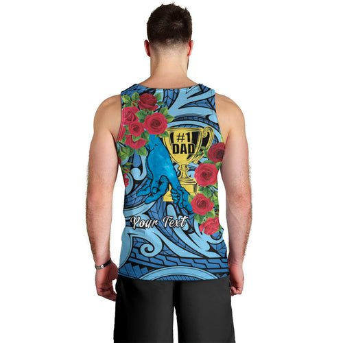 Personalised New Zealand Father's Day Men Tank Top Best Dad Trophy Red Rose Maori Pattern