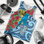 Personalised New Zealand Father's Day Men Tank Top Best Dad Trophy Red Rose Maori Pattern