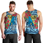 Personalised New Zealand Father's Day Men Tank Top Best Dad Trophy Red Rose Maori Pattern