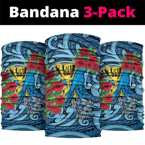 New Zealand Father's Day Neck Gaiter Best Dad Trophy Red Rose Maori Pattern