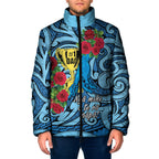 Personalised New Zealand Father's Day Padded Jacket Best Dad Trophy Red Rose Maori Pattern