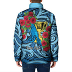 Personalised New Zealand Father's Day Padded Jacket Best Dad Trophy Red Rose Maori Pattern