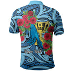 Personalised New Zealand Father's Day Polo Shirt Best Dad Trophy Red Rose Maori Pattern