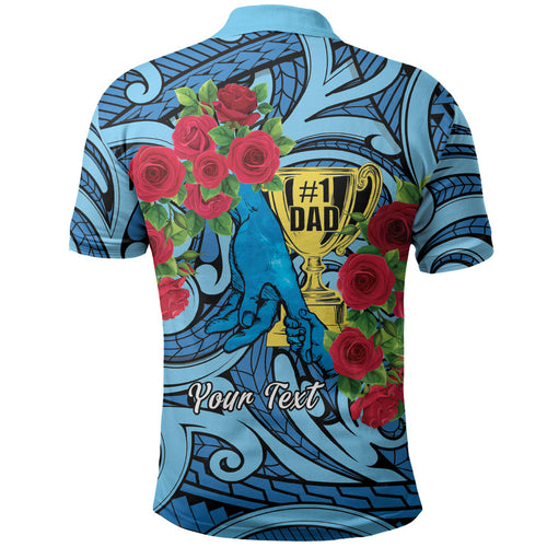Personalised New Zealand Father's Day Polo Shirt Best Dad Trophy Red Rose Maori Pattern